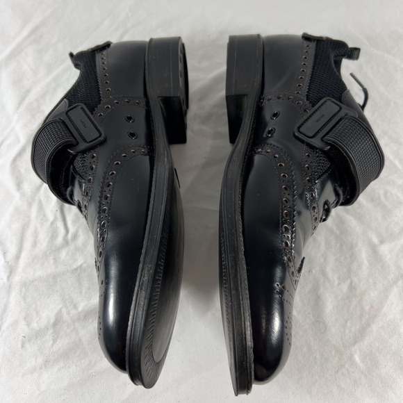 PRADA Black Leather Hook & Loop Men's Wingtin Brogues Oxfords Italy 7UK 8US - Picture 5 of 17